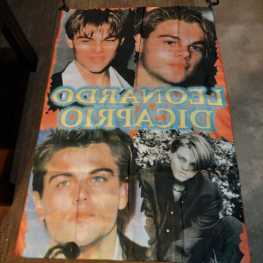 Leonardo DiCaprio Collage Tapestry Banner Vintage 90s Flag 55x37 - Picture 6 of 6
